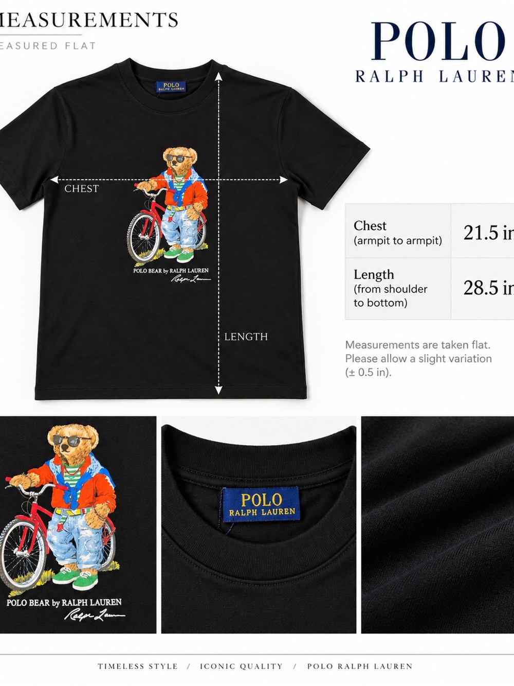 Men’s Polo Ralph Lauren Polo Bear T-Shirt Black Men’s Medium Regular Fit New - Picture 3 of 6